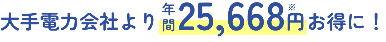大手電力会社より年間25,668円※お得！