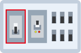 アンペアブレーカーのつまみを「切」→「入」にしてください。
